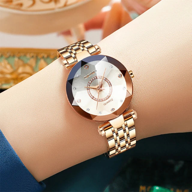 Star Women Crystal Watch 2025  Luxury Rose Gold Women Bracelet Watch for Ladies Wrist Watch Relogio Feminino