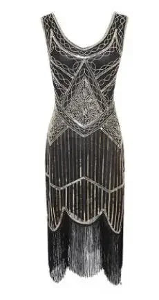 Women's 1920s Vintage Sequin Full Fringed Deco Inspired Flapper Dress Roaring 20s Great Gatsby Fall Cloths Dress Vestidos