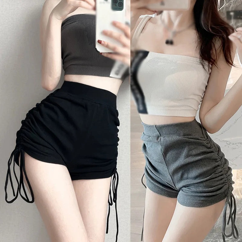 Fashion Simple Shorts Drawstring Pleated Sports Shorts