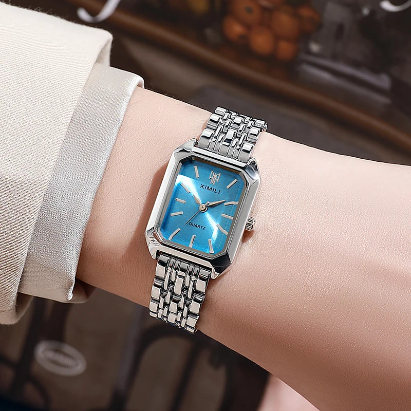 Foreign trade new light luxury steel belt women's watch female students fashion simple square quartz watch