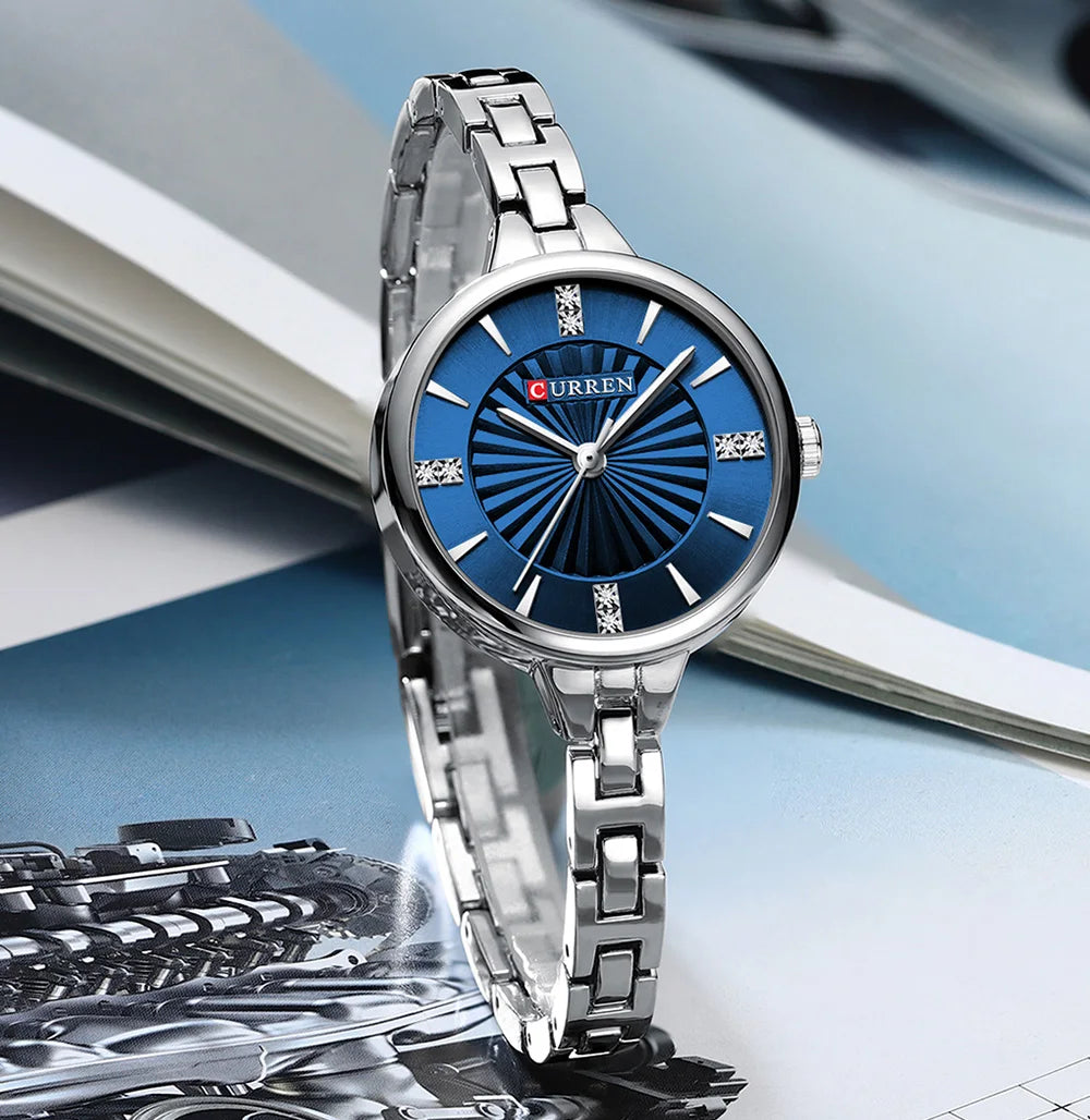 Luxurious and Elegant Round Dial with Stainless Steel Bracelet Fashion Dress Quartz Watches for Women