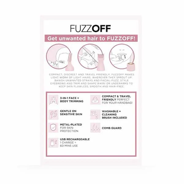 MAGNITONE FuzzOff 3-in-1 Rechargeable Precision Trimmer Pink